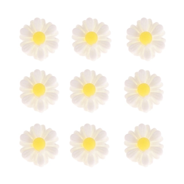 20 Pcs 9mm Plastic Artificial Flowers DIY Daisy Crafts Art Project Accessory (White)