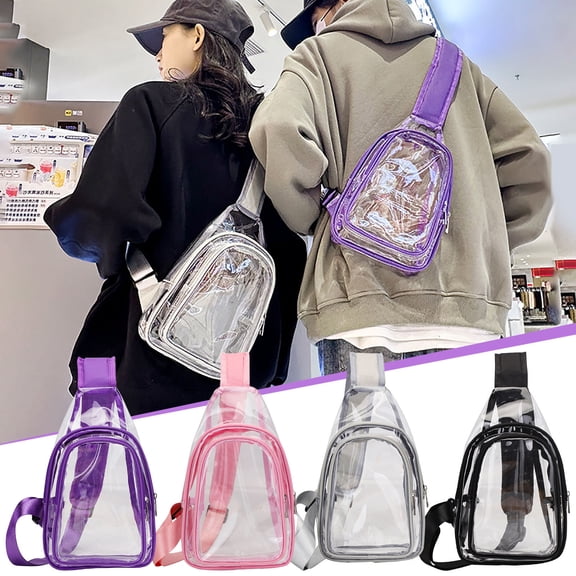 Transparent Chest Bag for Adults | Waterproof PVC Jelly Backpack Large Capacity | Adjustable Strap | Beach Travel Swim Accessory | Stylish Clear Fashion Backpack