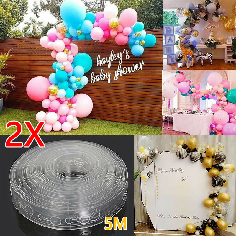 2PCS DIY Balloon Decorating Strip Chain Arch Balloon Tape Transparent Color 5M 