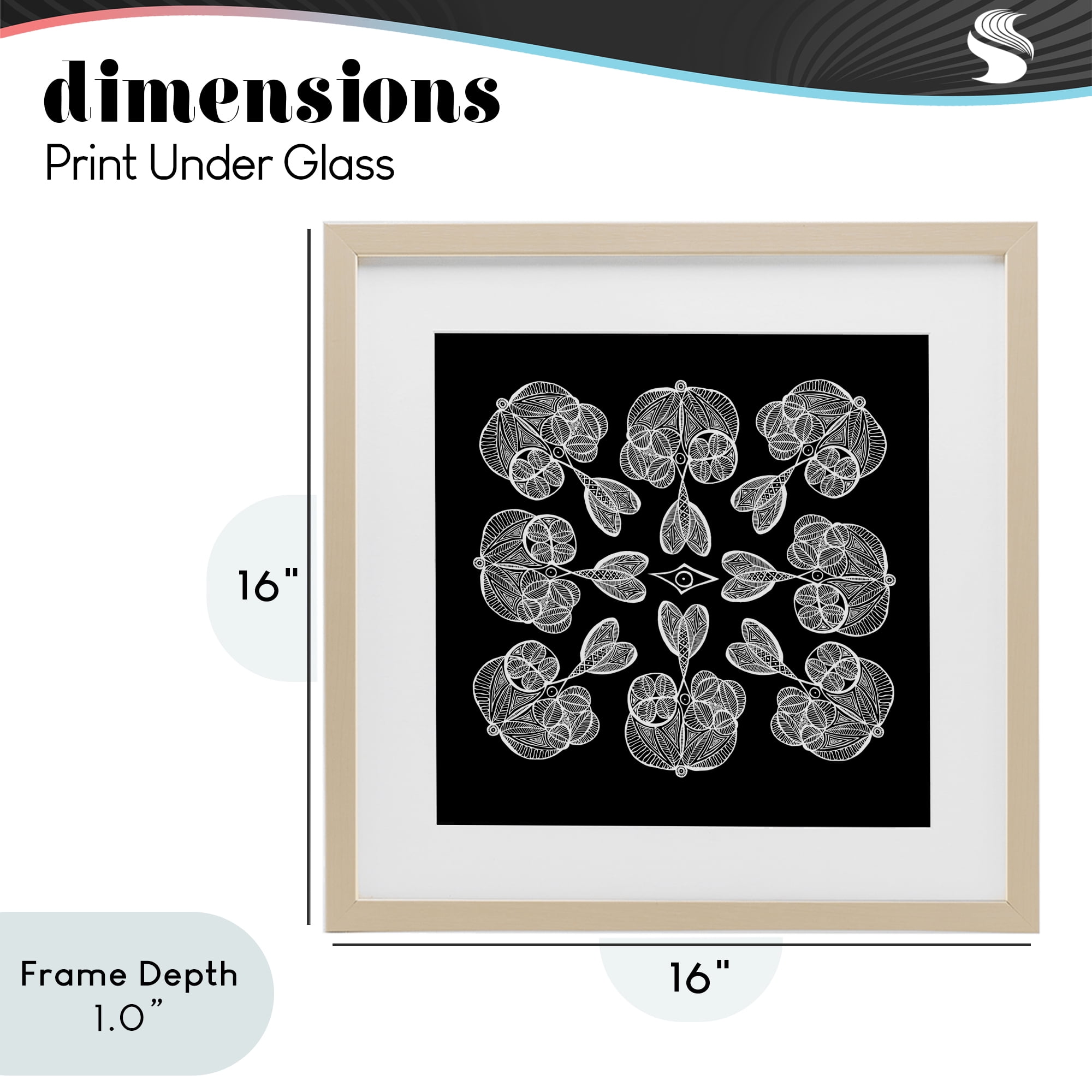 Stupell Industries Rounded Symmetry Elementals Birch Framed Print Under Glass, design by El Perkin