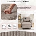 thumbnail image 6 of Harper & Bright Designs Convertible Chaise Lounge Indoor, Corduroy Single Sofa with USB Ports, Accent Chair Sleeper Sofa Bed with Two Cup Holders, Phone Holder and Storage, Brown, 6 of 19
