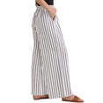 thumbnail image 4 of Pantalones de rayas de tiro alto y pierna ancha de algodón sueltos para mujer INSPIRE CHIC L Blanco, 4 of 5