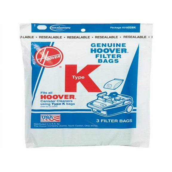 Replacement Part For Hoover Type K Canister 2 Ply Vacuum Paper Bags 3 PK # 4010028K