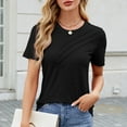 thumbnail image 6 of Otvok Womens Tops New Short Sleeve Round Neck Solid Color Button Casual Fashion Blouse, 6 of 6