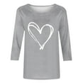thumbnail image 4 of Women's 3/4 Length Sleeve Shirts Valentine's Day Crew Neck Tunics Cute Heart Print Tees Lightweight Fashion Tunic Tops Casual Trendy T-Shirt Lover Gift Holiday Outfits for Women, 4 of 5