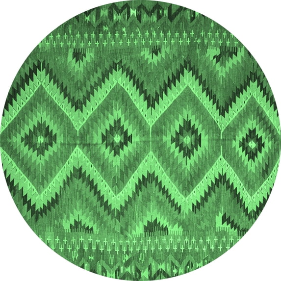 Ahgly Company Indoor Round Southwestern Emerald Green Country Area Rugs, 8' Round