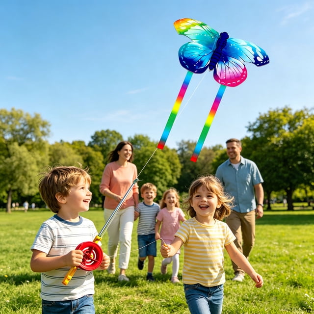 Poles Kite Beach Angling Themed Flying Dynamic Wing Kites with Rod Line Dynamic Winds Flying for Outdoor Beach Kite for Family Outdoor Activities