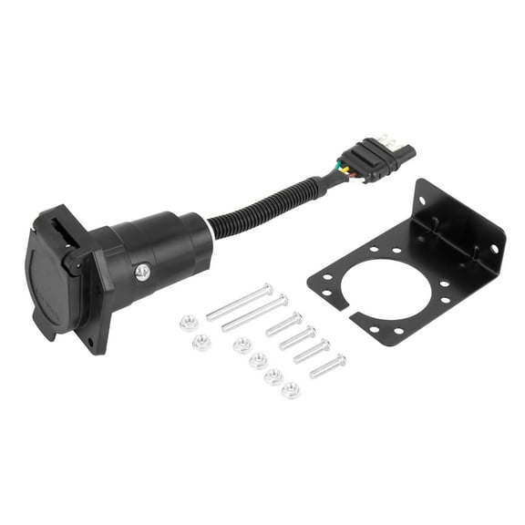 Unique Bargains 4 Pin to 7 Pin Trailer 4  Wire Plug Hitch Light Trailer Wiring Harness Extender Reverse Plug with Mounting Bracket