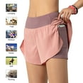 thumbnail image 3 of Shorts for Women, Workout Shorts for Women, Quick-Dry Running Shorts Sport Layer Elastic Waist, Womens Biker Shorts(Pink), 3 of 7