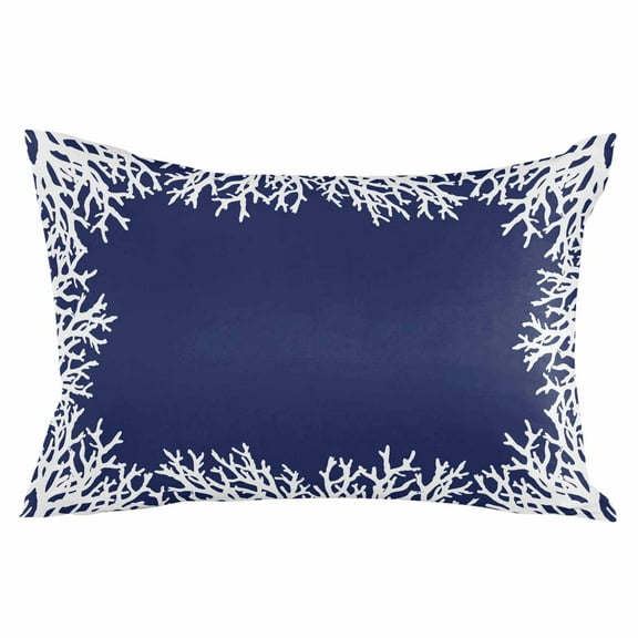 Navy Blue Ocean Marine Nautical Beach Throw Pillow Cover, Pillowcase Protectors with Zipper, Breathable Decorative Lumbar Pillow Case Cover, Pillow Shams for Couch Sofa 16x24Inch