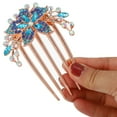 thumbnail image 5 of Unique Bargains Women Rhinestone Inlaid Flower Hair Comb Hair Accessory Hair Side Comb Clips  Rhinestone Head Pieces Sky Blue, 5 of 7
