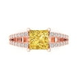 thumbnail image 2 of 2.43ct princess cut yellow Zircon 18k rose gold Bridal Wedding Engagement Promise Anniversary Ring for Women size 5, 2 of 7