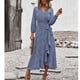 thumbnail image 4 of Vestido de Manga Correa de Cintura Swing Floral Swing de Manga Larga Capelista de Una Pieza para Mujeres, 4 of 7