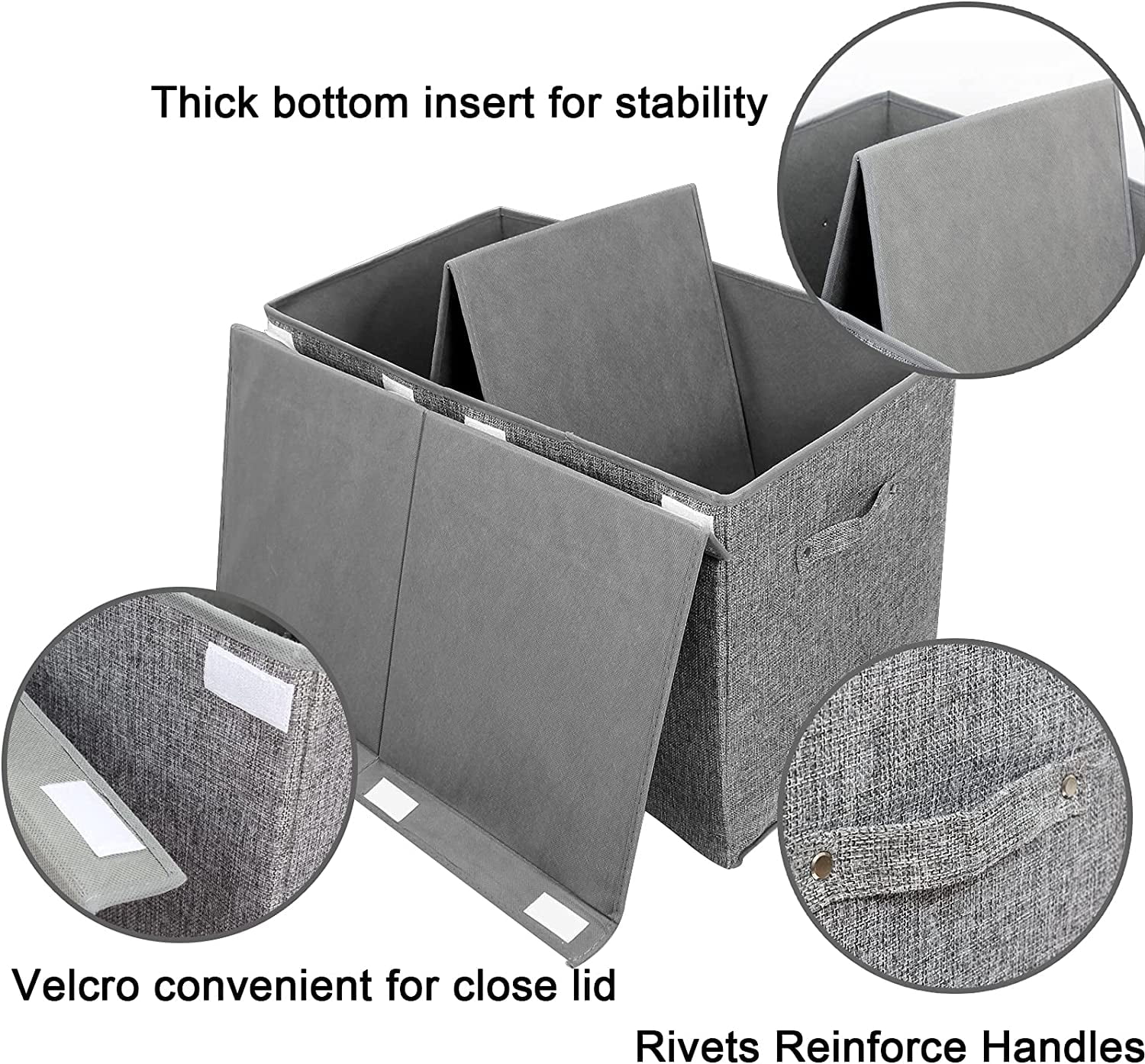 Large Toy Box Chest with Lid, Collapsible Sturdy Toy Storage Organizer Boxes Bins Baskets for Kids, Boys, Girls, Nursery, Playroom, 25"x13" x16" (Linen Gray)