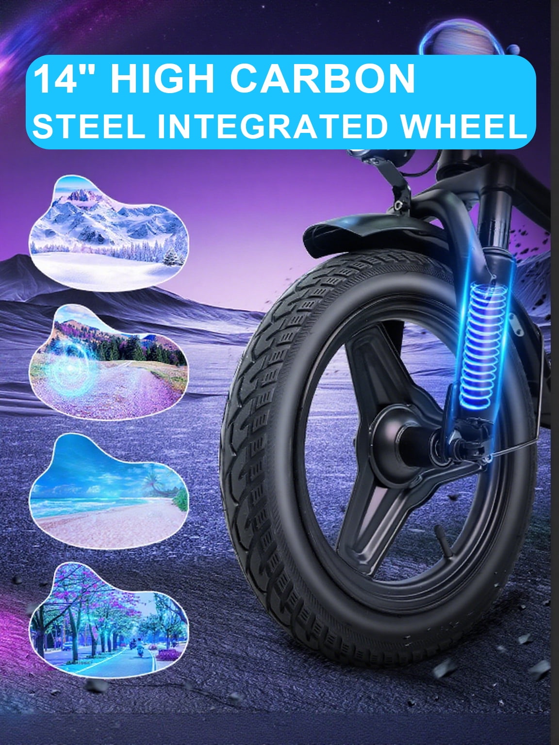 SHCNTEKU Folding Electric Bicycle for Adults Teens, 14IN Ebike with 500W Peak Motor, 20mph 25 Miles 576Wh Removable Battery , UL 2849