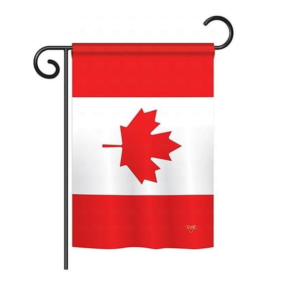 Breeze Decor BD-CY-GS-108277-IP-BO-D-US15-BD 13 x 18.5 in. Canada Country Flags of the World Nationality Impressions Decorative Vertical Double Sided Garden Flag Set with Banner Pole