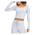 thumbnail image 3 of JENNI Intimates Gray Boat Neck Cropped Sleep Shirt Pajama Top XS, 3 of 4
