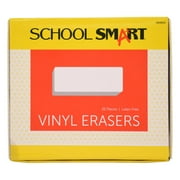 School Smart Vinyl Block Erasers, 2-1/2 x 7/8 x 1/2 Inches, White, Pack of 20