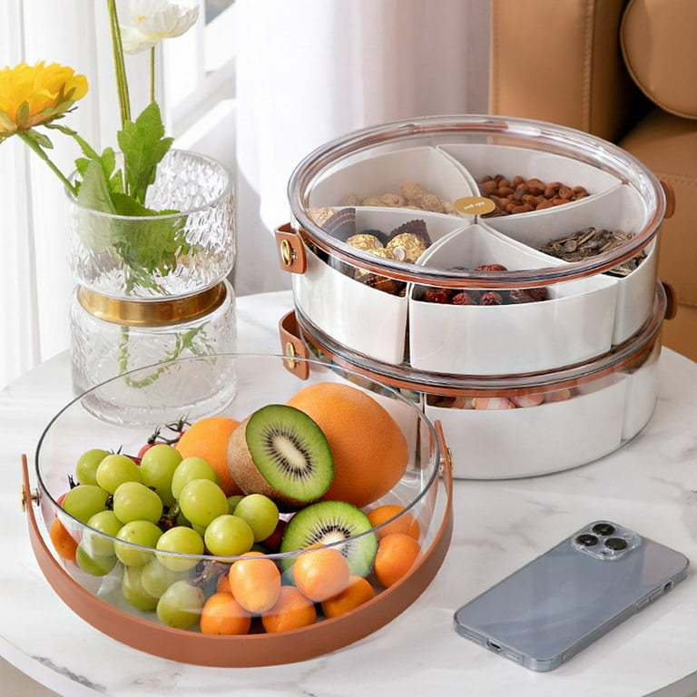G PEH Fruit and Veggie Tray with Lid, Food Storage Containers with Lids Airtight Snackle Box Plastic Snack Platter Stackable Travel Veggie Tray