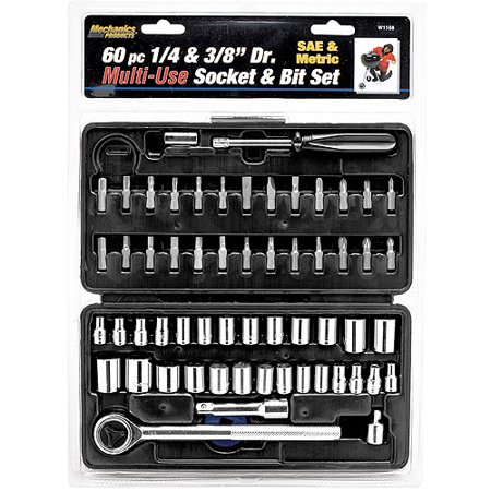 Wilmar Corporation W1168 60-Piece 1/4" and 3/8" Drive SAE and Metric Socket Set
