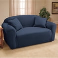 thumbnail image 2 of Collections Etc Jersey Stretch Slipcover Furniture Protector, Navy, Loveseat, 2 of 5