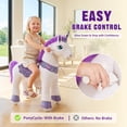 thumbnail image 4 of PonyCycle Kid-Powered Ride-On Unicorn Toy, No Battery, Hand Brake, Ages 4–7, Purple, E413, 4 of 11