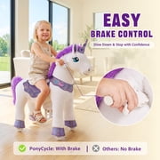 PonyCycle Kid-Powered Ride-On Unicorn Toy, No Battery, Hand Brake, Ages 4–7, Purple, E413