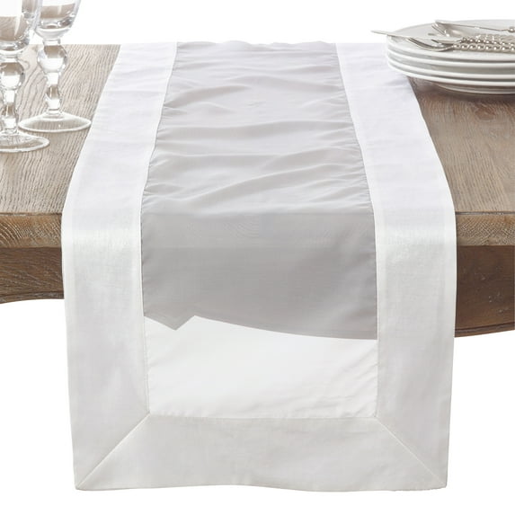 Embroidered Sheer Elegance Design Tablecloth - 2 Colors (White, 16"x72" Table Runner)