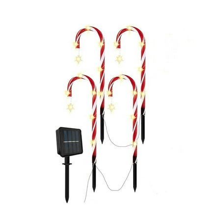 

Solar Energy Christmas Crutch Ground Lamp Outdoor Plug-in Candy Crutch Lawns Landscapes Lamp 5-piece Set Garden Light Red