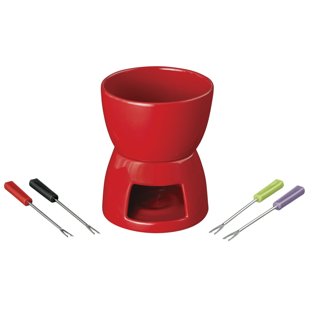 Wilton Red Ceramic Fondue Set - Walmart.com - Walmart.com