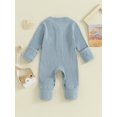 thumbnail image 4 of Suealasg Infant Boy Fall Bodysuits Baby Ribbed Rompers Newborn Boys Solid Color Long Sleeve Button Jumpsuits, 4 of 9