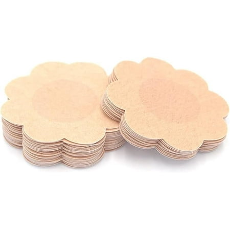 QueenVibes 40 Pieces Breast Covers Nipple Cover Pasties  Disposable Nipple Covers  Bra Pad  Self-Adhesive No Show Bra For Women (Standard 6 cm  Beige)