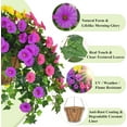thumbnail image 2 of Artificial Hanging Plants Outdoors, Fake Hanging Flowers with Basket, Faux Vine Bougainvillea for Urn Fillers Front Porch Patio Outside Summer Decor (Purple), 2 of 5