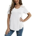 thumbnail image 5 of VERABENDI Women's Plus Size Tops Summer Short Sleeve Lace Trim Shoulder Tunic Blouses,M-4XL, 5 of 7