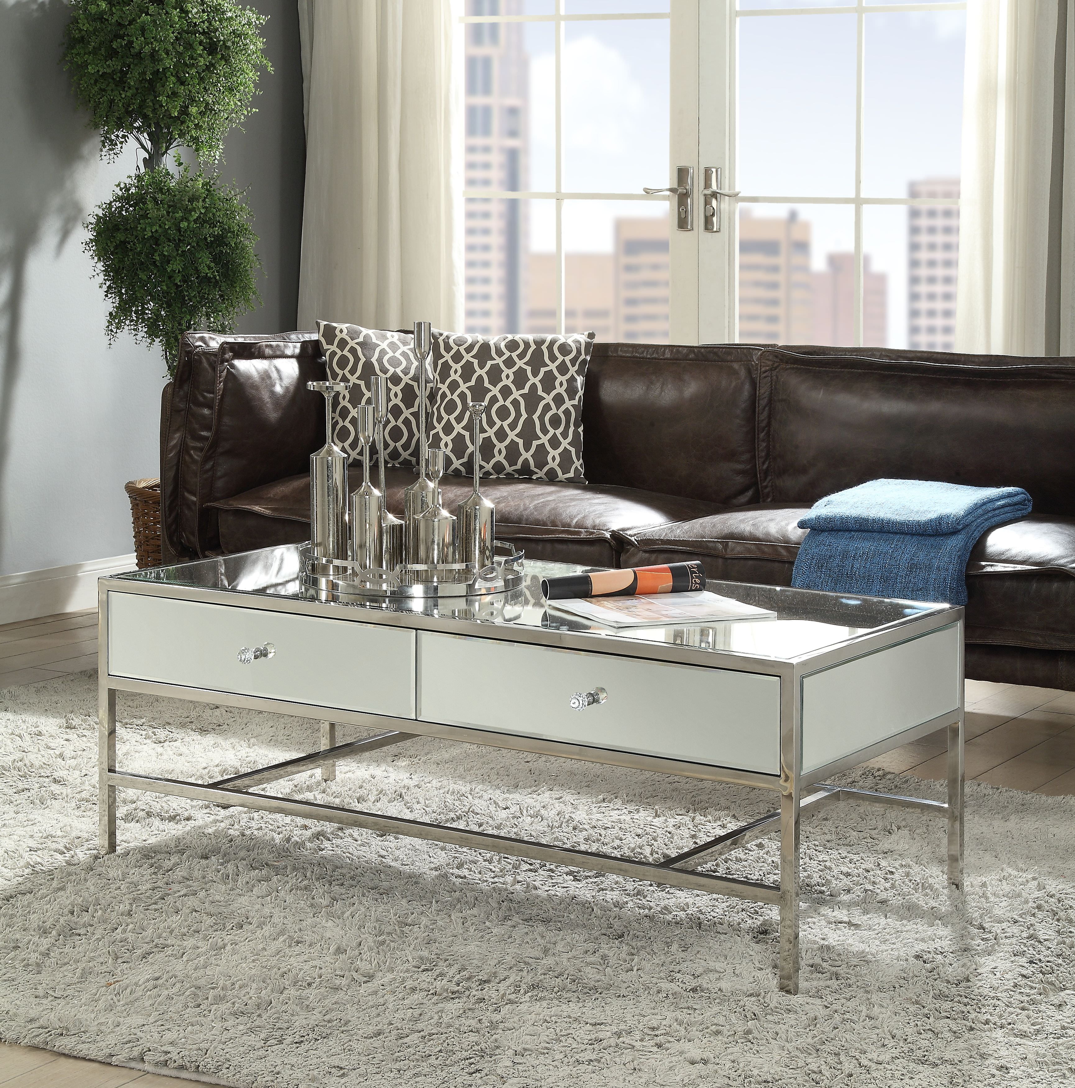 chrome and mirror coffee table