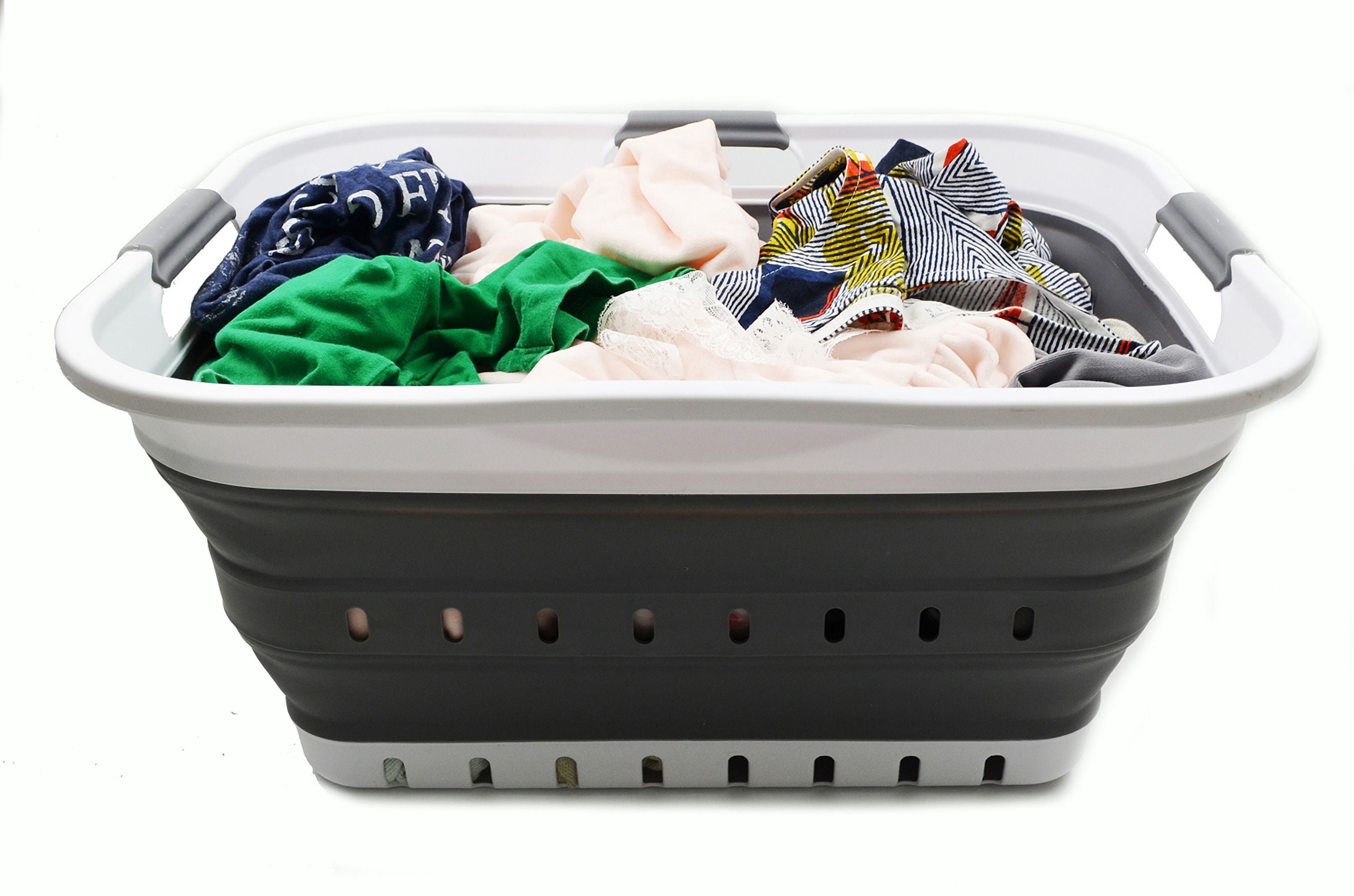 SAMMART 42L (11 gallon) Collapsible Plastic Laundry Basket - Foldable Pop Up Storage Container/Organizer - Portable Basket - Space Saving Hamper/Basket