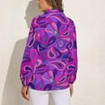 thumbnail image 2 of Psychedelic Hippie Purple Tears Long Sleeve Blouse Woman Streetwear Casual Shirts Summer Oversize Woman Streetwear Clothing Birthday Present, 2 of 7
