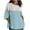 Blue, variant on Aofany Women Plus Size Cotton Linen Tops Summer Patchwork Casual Loose Basic Tops Fashion 3/4 Sleeves Tee Shirt Blouses