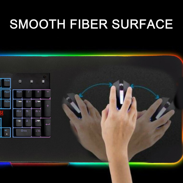 Large RGB Gaming Mouse Pad -15 Light Modes Touch Control Extended Soft  Computer Keyboard Mat Non-Slip Rubber Base for Gamer Esports Pros 31.5X11.8  in