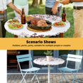 thumbnail image 6 of Elastic Fitted Round Tablecloth, Leaves Waterproof Stretch Table Cover for 36"-44" Tables, Pink Brown Summer Botanical Washable Outdoor Tablecloths for Patio, Picnic, Camping, 6 of 9