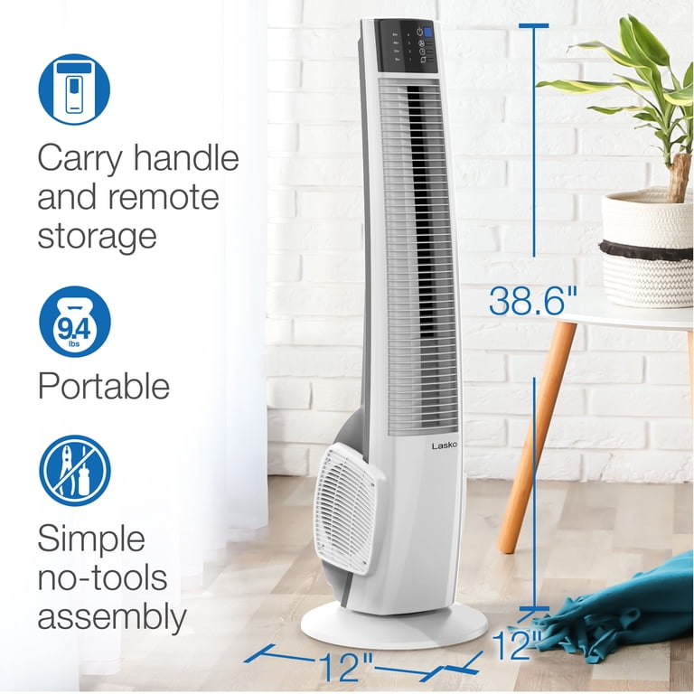 Lasko 4-Speed Oscillating Hybrid Tower Fan with Timer and Remote Control,  T38400, White - Walmart.com