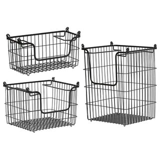 Freezer Basket, 2 Pack Stackable Household Deep Freezer Bin With Handles  Wire Storage Basket Farmhouse Metal Wire Basket For Kitchen, Pantry,  Cabinet