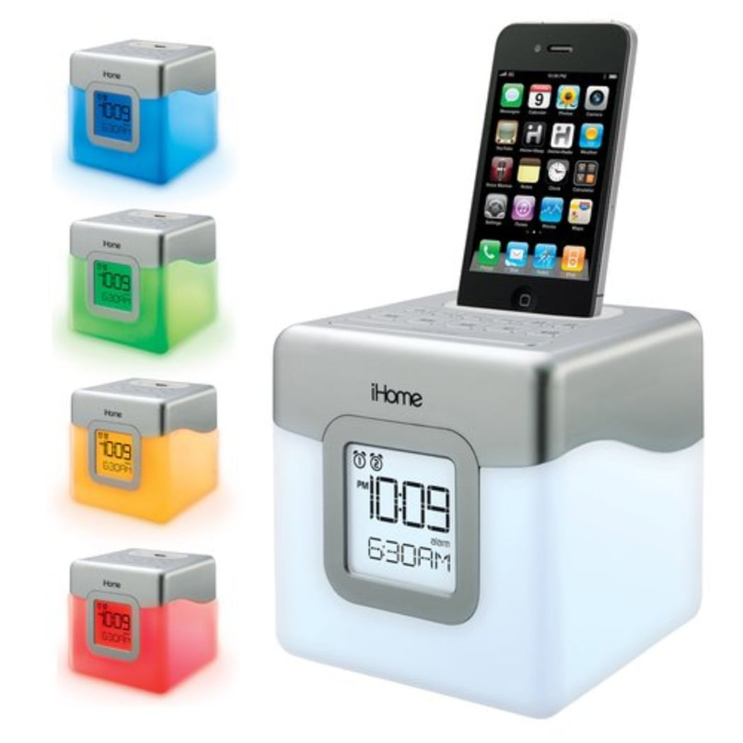 iHome iP18WWC Colorchanging Dualalarm Clock Speaker for 30pin Apple