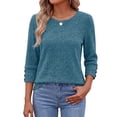 thumbnail image 2 of Fantaslook Womens 3/4 Sleeve Shirts with Buttons Dressy Casual Blouses Tunic Tops Fall Clothes, 2 of 9