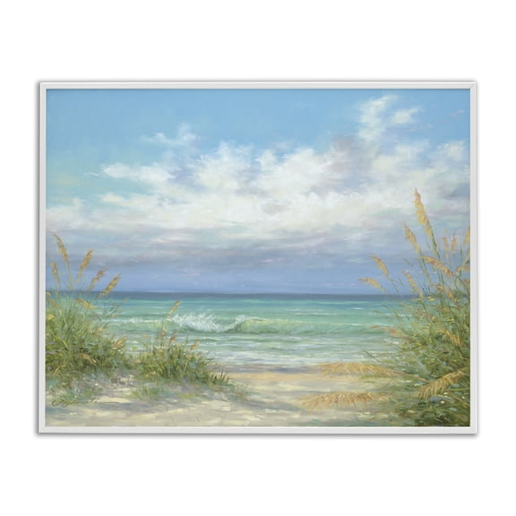Stupell Industries Traditional Sea Shoreline Horizon Scenery White Framed Giclee Art, 20 x 16, by Martin Figlinski
