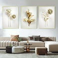 thumbnail image 6 of 3 Pieces Frameless Abstract Golden Flower Home Decor Luxury Canvas Painting Wall Art Poster and Print Nordic Living Room Art Design, Frameless, 6 of 8