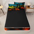 thumbnail image 4 of Erosebridal Neon Race Car Print Zipper Queen Comforter Set with Fitted Sheet and 2 Pillowcases,Lightning Sport Vehicle Zipper Bedding Set For Boys,Black Reversible,4-Piece, 4 of 7