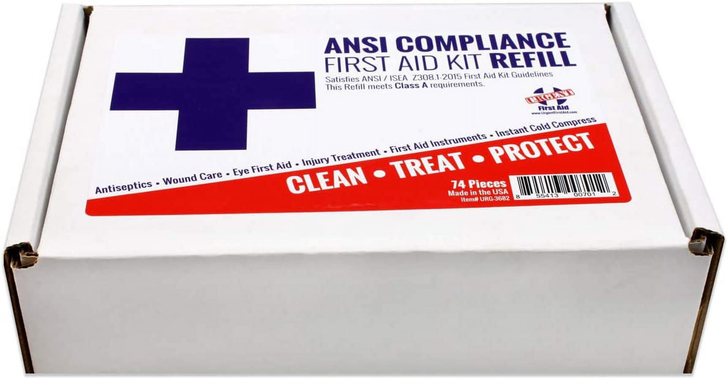 Urgent First Aid ANSI Compliance Disposable First Aid Kit, 73 Piece