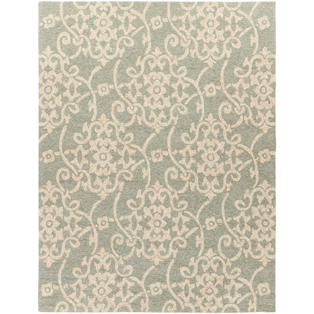 12' x 15' Contemporary Style Sage Green and Beige Rectangular Area Throw Rug