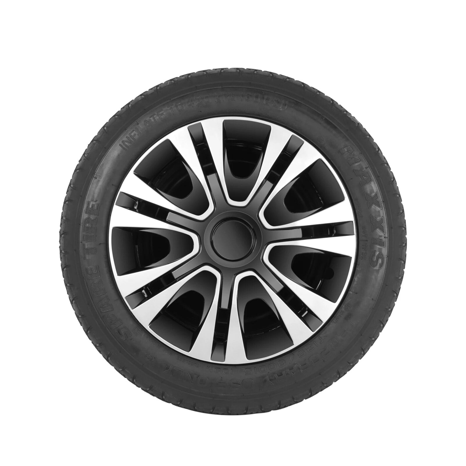 Hubcap Wheel Cover Replacement R15 Hub Caps Universal Wheel Rim Cover ABS Material Exterior Accessories Snap On Car Truck SUV -Set of 4 15-Inch Black